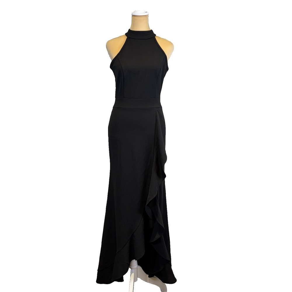 Woosea Woman's Dress Size S Black Highneck Split Bodycon‎ Mermaid Evening Party